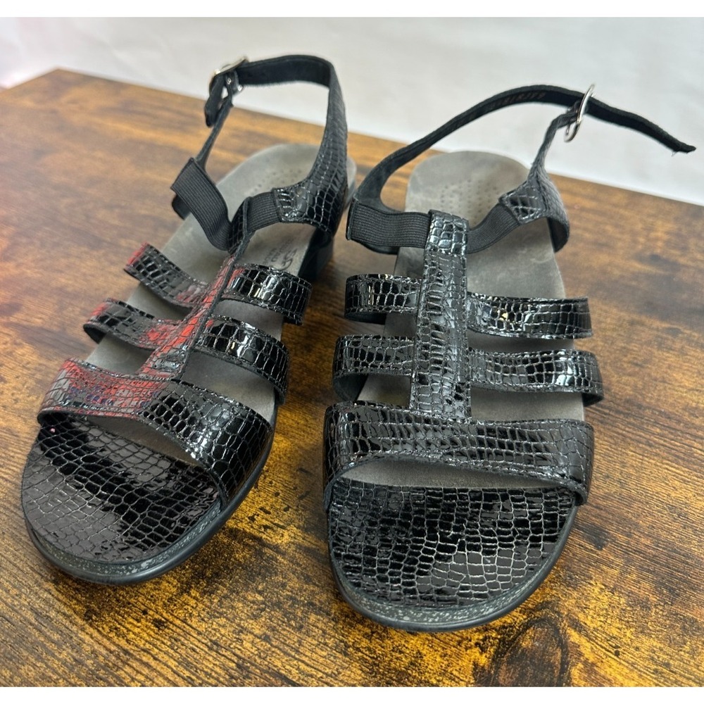SAS Allegro Comfort Crocodile Embossed Leather Sandals Made in USA Size 10 W - Picture 13 of 15